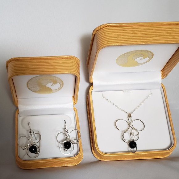 Handmade Sterling, Onyx earrings, necklace NWOT ** - Picture 1 of 5